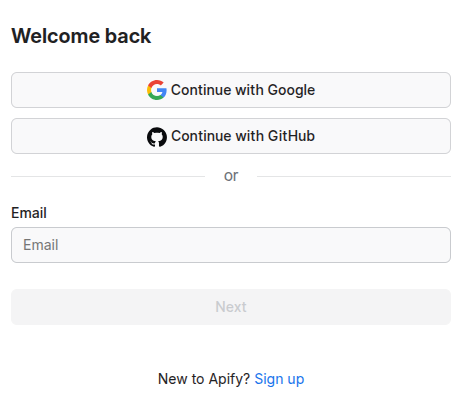 Apify login