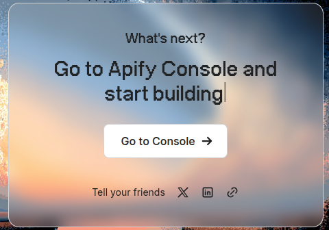 Apify go to console
